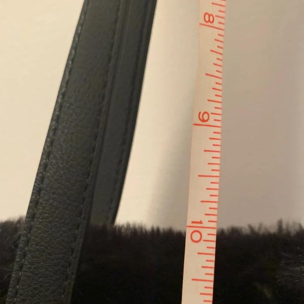 Black Faux Fur Tote with Leather Straps
